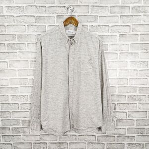 Schnayderman's Men's Button Down Leuisure Shirt in Heather Gray Cotton size 16.5